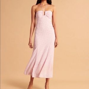 Abercrombie Halter Maxi Dress | L | Pink and White